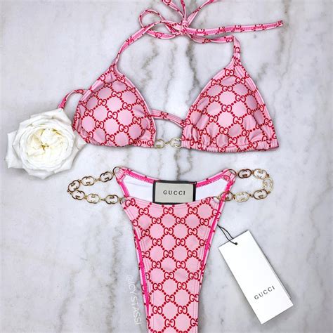 gucci bikini damen pink|black gucci swimsuit.